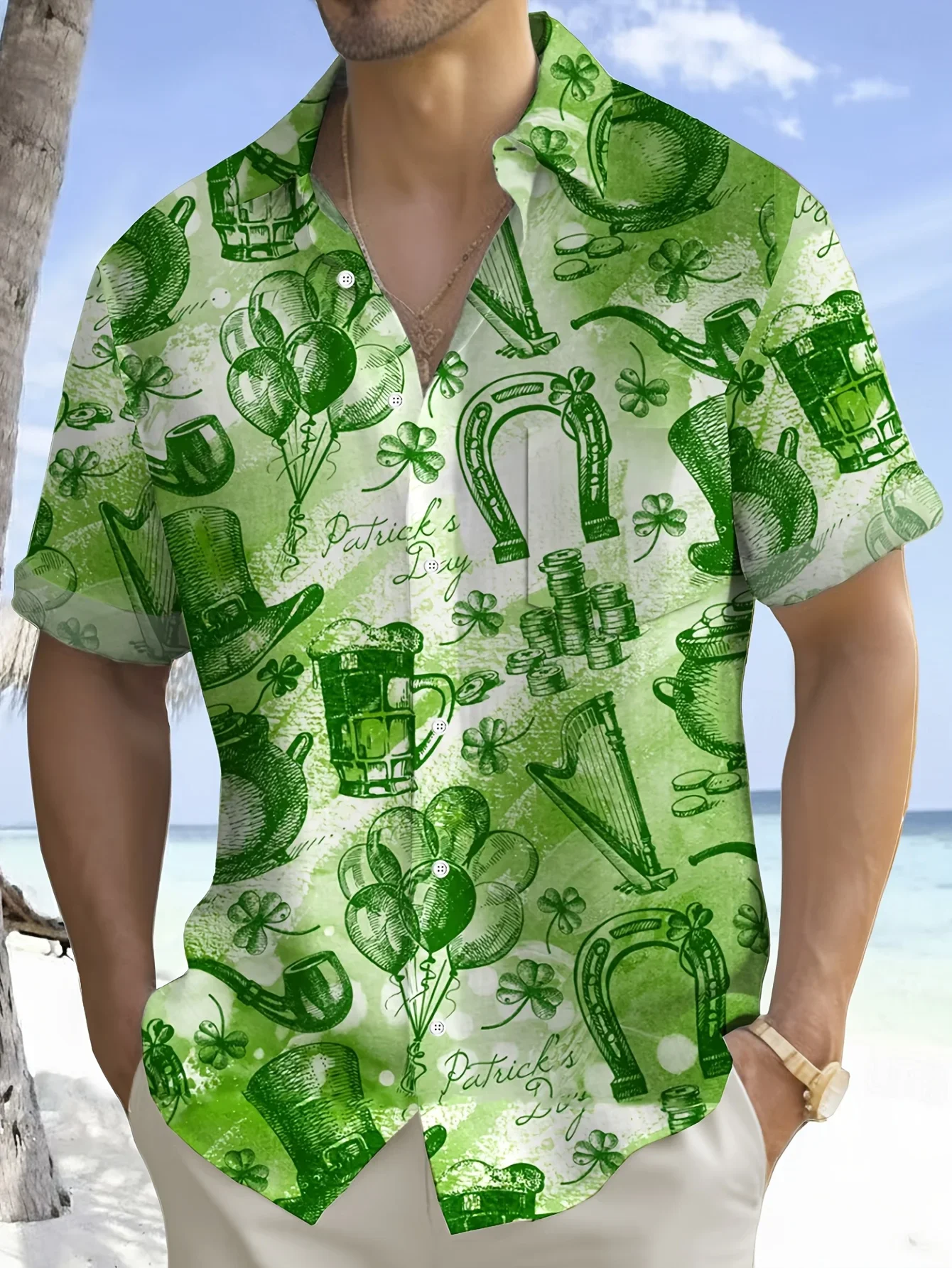 

Summer High Street Men's Hawaiian Shirt Man Short Sleeve Cool Tropical Print Relaxed Fit Comfortable Party Outfit Tops