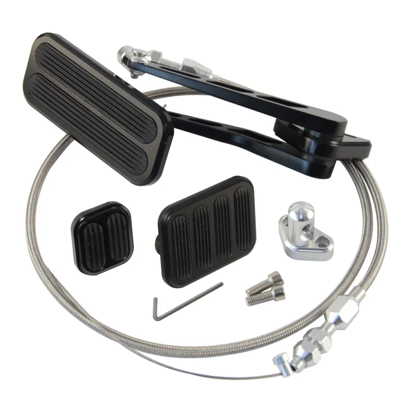 

Gas Pedal w/Brake XL Series +Clutch Pad & 36'' Throttle Mount Cable Silver/Black For Chevy 4.8L 5.3L 6.0L 5.7L LS1 Aluminum