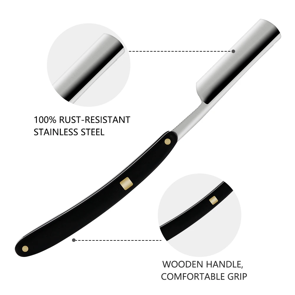 Lama di rasoio da barbiere manuale Coltello da barba in legno Rasoio da uomo Strumenti da barba per rasoio da barbiere professionale in acciaio inossidabile