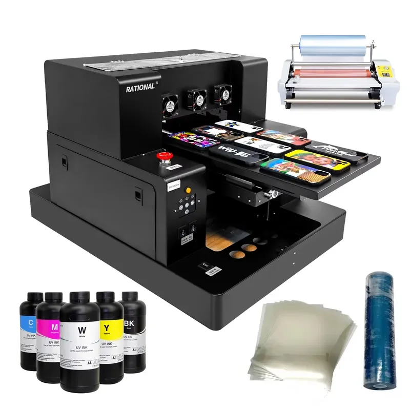 Desktop Uv Dtf Printer for Cup Cylinder Flat Bed Card Acrylic Bottle Phone Case Printing A3 A4 Flatbed Uv Printer Impresora