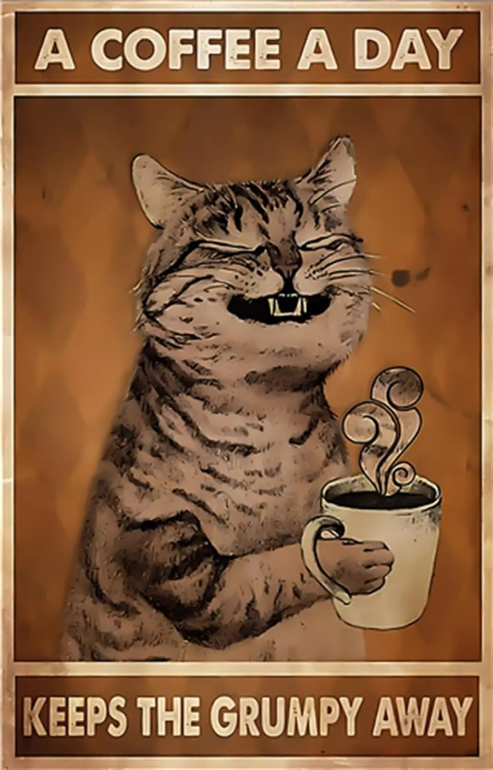 Panneau métallique « A Coffee Day Keeps The Away », décoration murale rétro, art suspendu, décorations vintage en étain pour la maison et la chambre