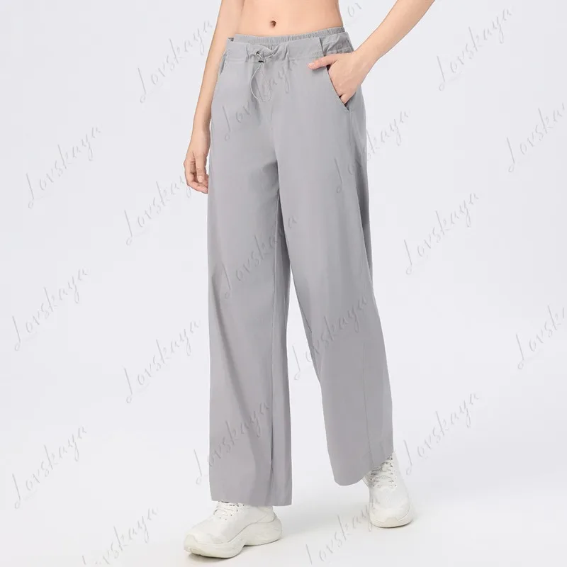 Women's High Waist Yoga Sports Trousers Quick-Drying Running Casual Fitness Loose Wide Leg Double Waist Design