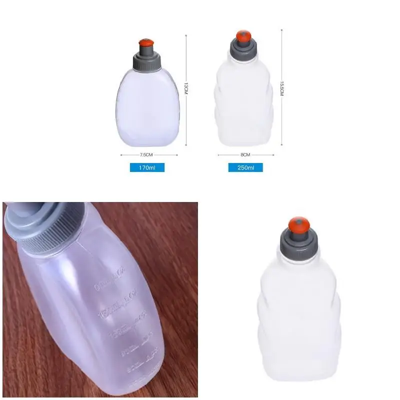 Fashion Portable Water Bottle Transparent Travel Outdoors Sport Running Cycling Hiking Camping 170ml/250ml Soft Kettle