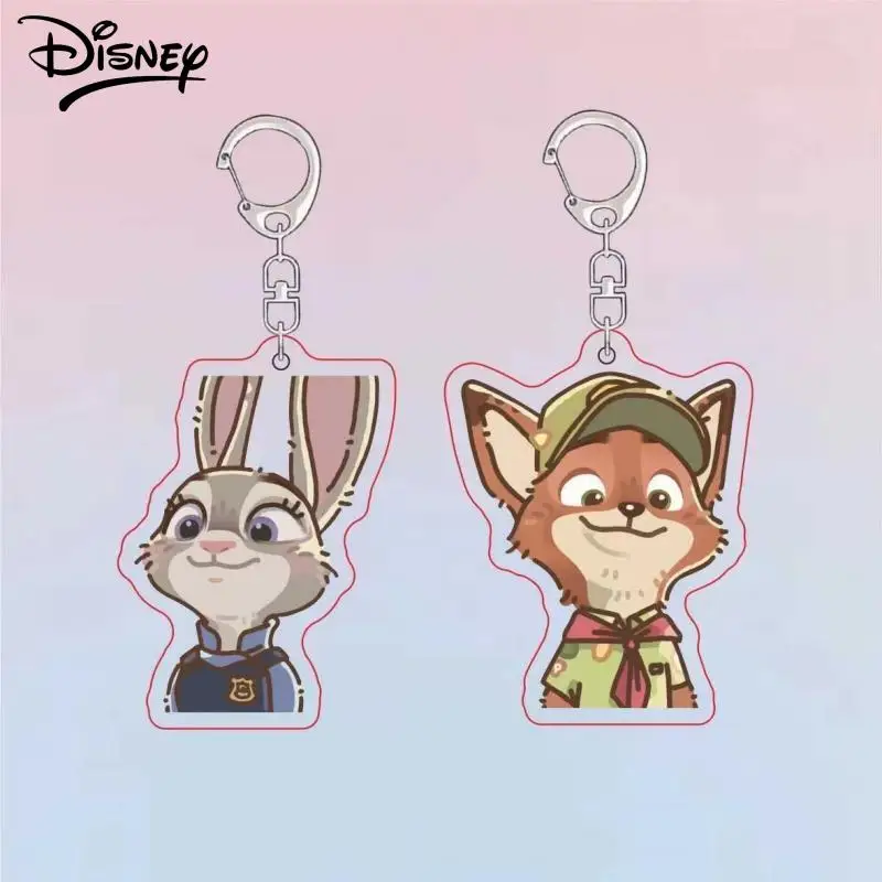 

Zootopia Disney Cartoon Couple Keychain Pendant Kawaii Cute Anime Acrylic Nick Judy Knapsack Double Pendant Creative Couple Gift