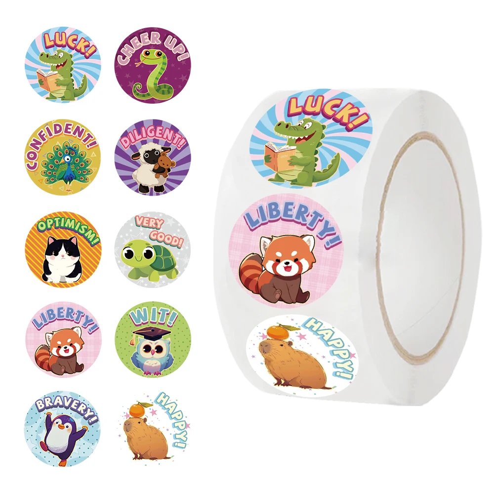 500pcs Rll Round Animal Zoo Children Sticker Label Scrapbooking Children Thank You Stickers Tag Gift Sealing Label Decoration