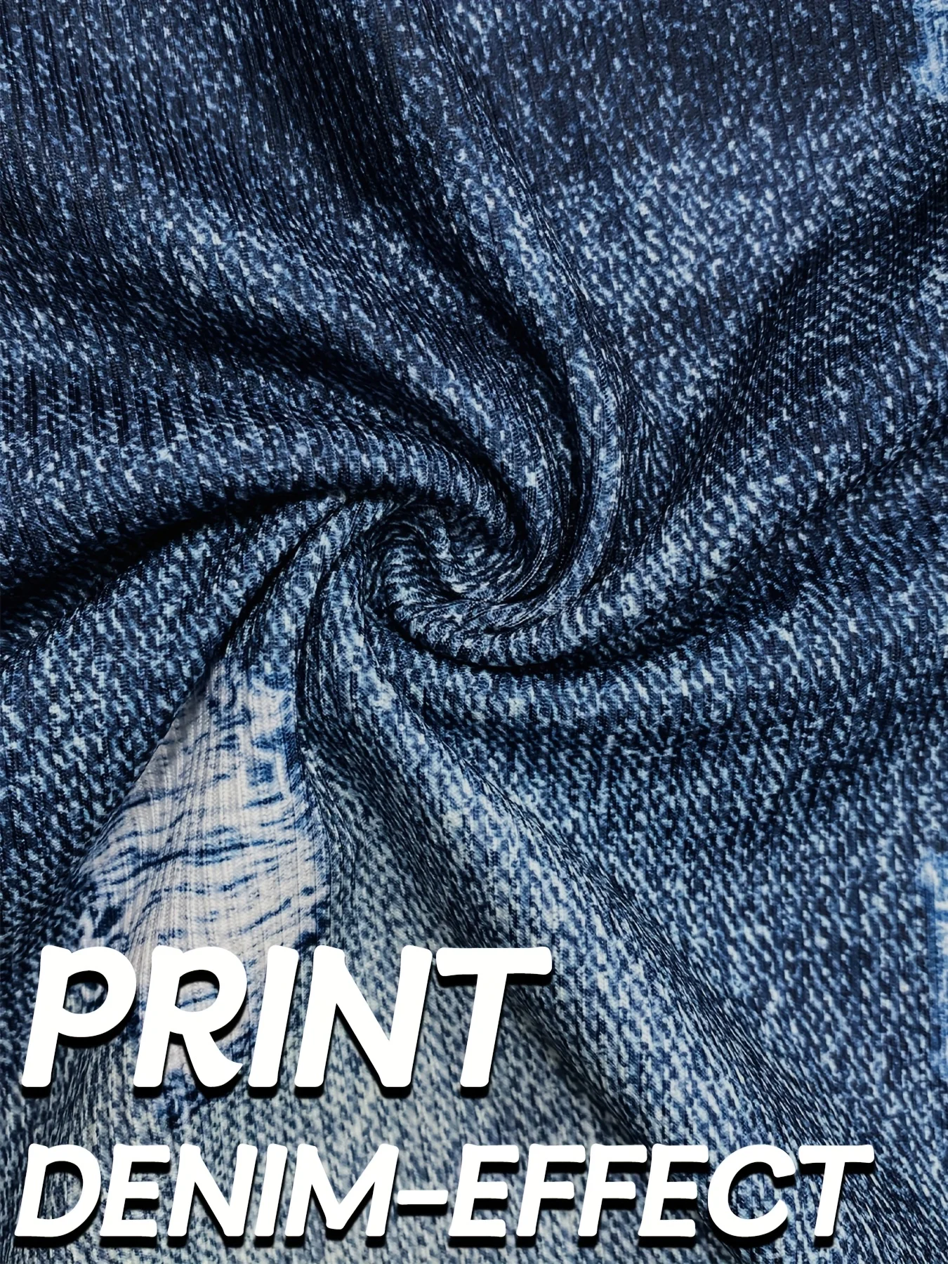 【Denim-ähnlich】Damen-Skinny-Hose in Übergröße mit hoher Dehnbarkeit, 7/8-Länge, mit falschen Knöpfen und Aufdruck, lässige, gestrickte Sporthose mit mittelhohem Bund – Detail 10