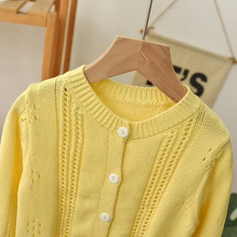 

Long Sleeve Spring and Autumn Cotton Baby Knitted Cardigan Sunscreen Clothes Western Style Girls' Air Conditioning Sweater