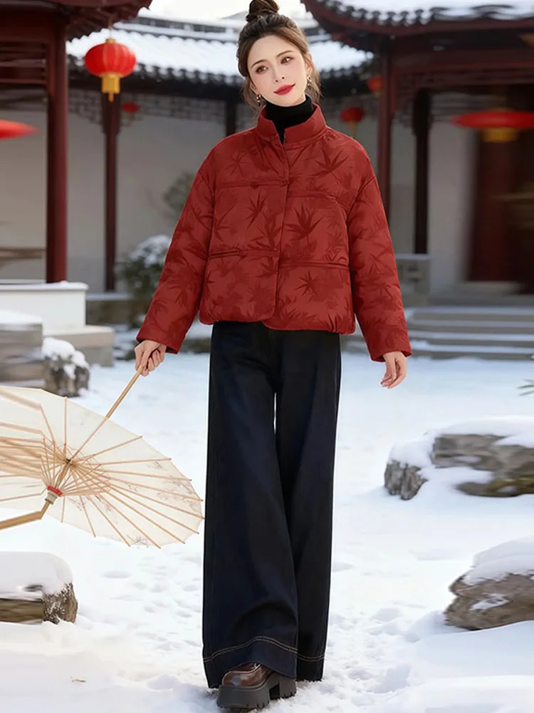 Fashionable Thickened Cotton Jacket Women's Unique Beautiful Winter Outerwear Coat Korean Style Loose Fit Zipper Closure
