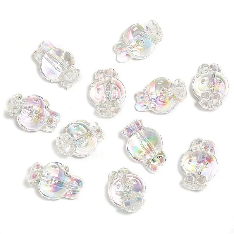 Dazzling bow rabbit beads 40pcs/lot acrylic rabbit ear vertical hole beads diy keychain accessories