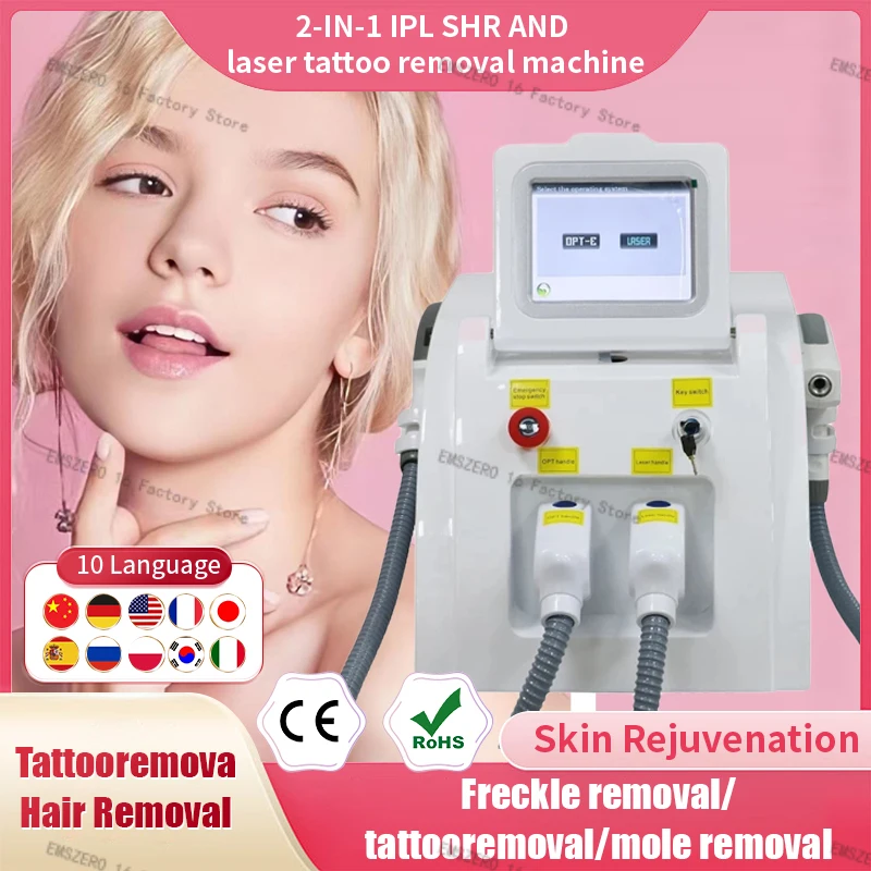 Latest 2in1 Picosecond Tattoo Pigment Removal OPT Laser Pico 2in1 Hair Removal and Tattoo Removal Machine Nd Yag Laser Q Switch