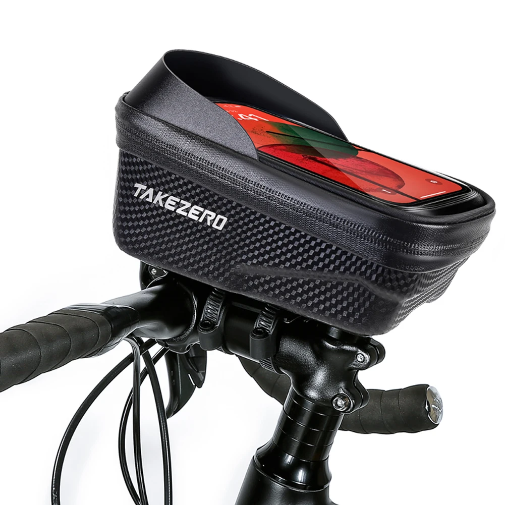1L Cell Phone Bracket Case Waterproof with Sun Visor Frame Top Tube Bicycle Bag Zipper Closure Reflective for 4.7-6.8inch Phone
