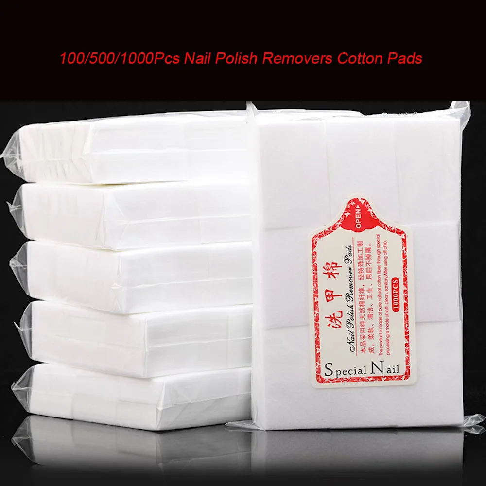 

100% Cotton Nail Art Removal Wipes Paper Pad 100/500/600/1000Pcs Lint Free Gel Polish Cleaning Manicure Nail Remover Cotton Wipe