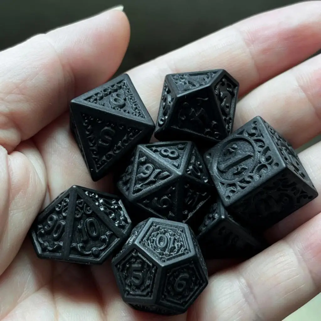 7 Pieces Polyhedral Dice Black Party Favors Multisided Dice for Role