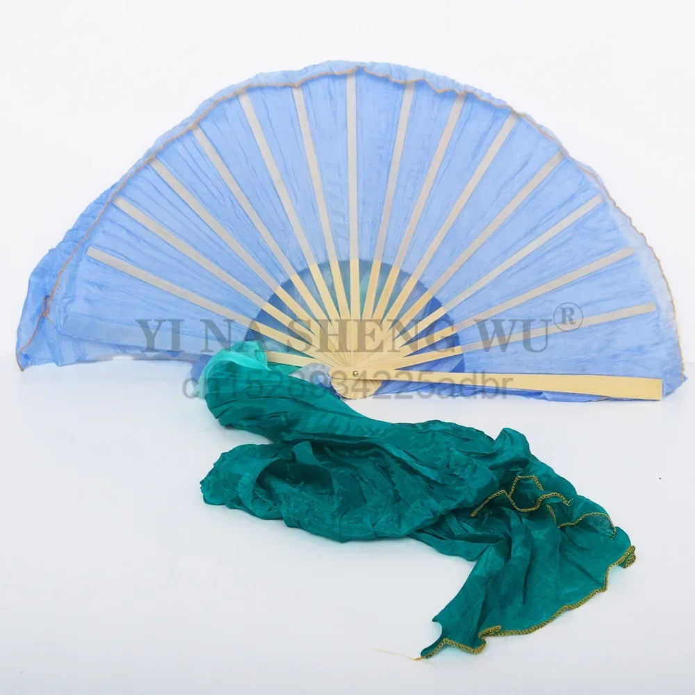 مراوح الحرير المتدرجة صبغ اليد فلوي النعناع الأخضر الرقص الشرقي الدعائم عرض مسرحي مراوح الإكسسوارات لممارسة البطن واستخدام المنافسة #4