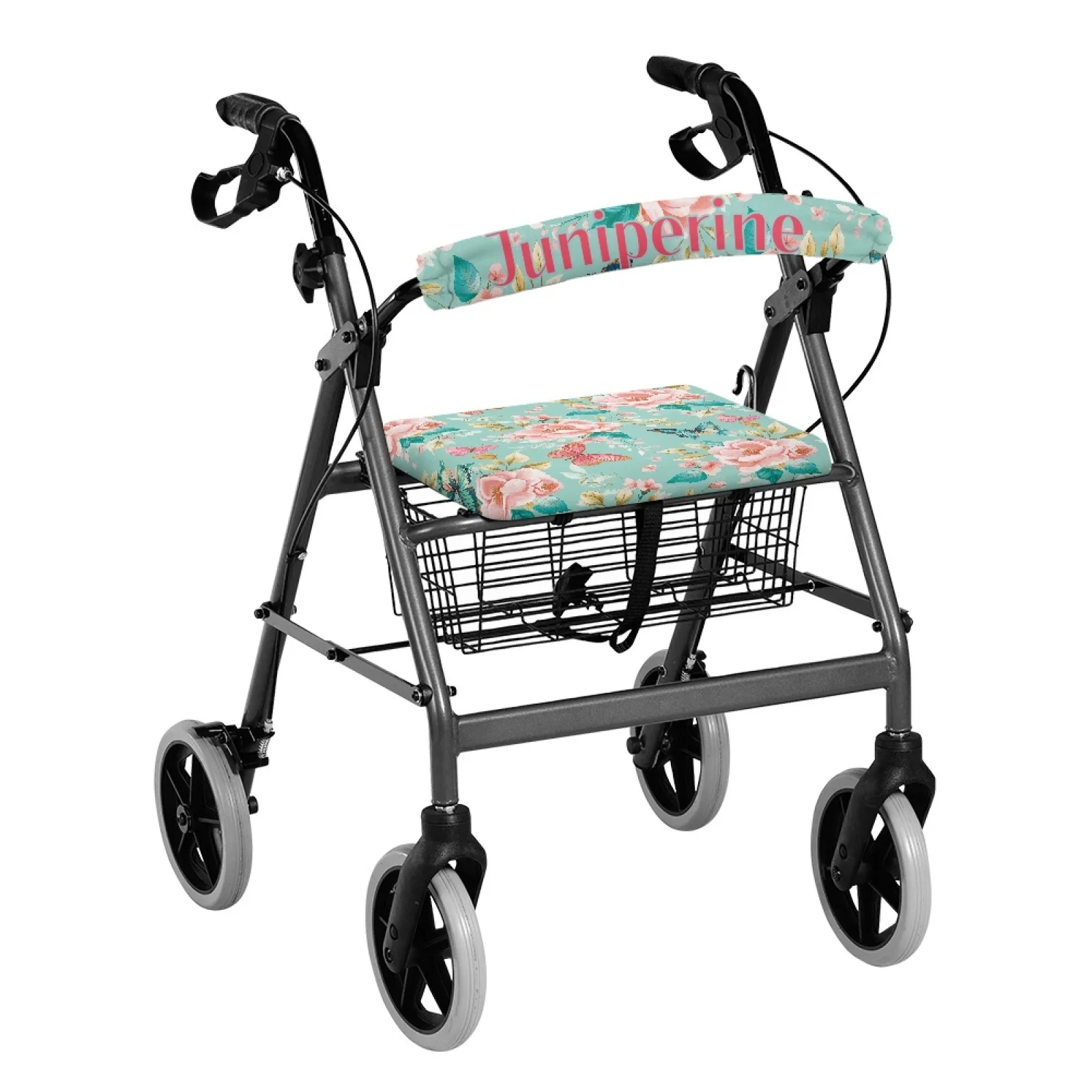 Coloranimal Pink Floral Butterfly 2 Pcs Rollator Seat Cover for Friends Rollator Seat Back Cover New Trend