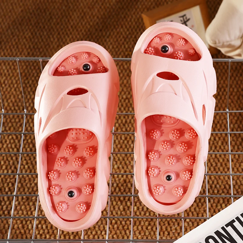 Neue Rosa Shiatsu Hausschuhe Frauen Komfortable Indoor frauen Hause Hausschuhe Fuß Massage Haus Schuhe Frau Designer Rutschen Sandalen