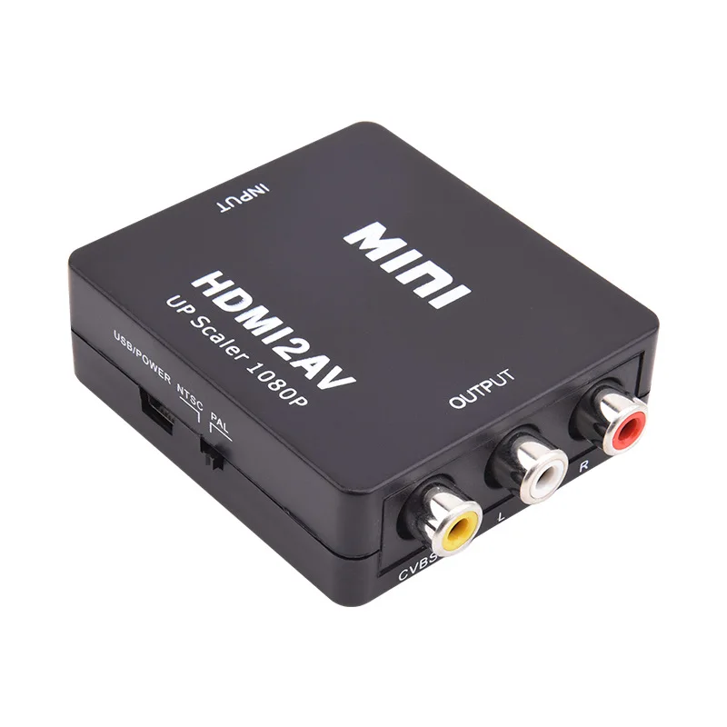 HDMI-Compatible TO AV Scaler Adapter HD Video Composite Converter Box HD to RCA AV/CVSB L/R Video Support NTSC PAL