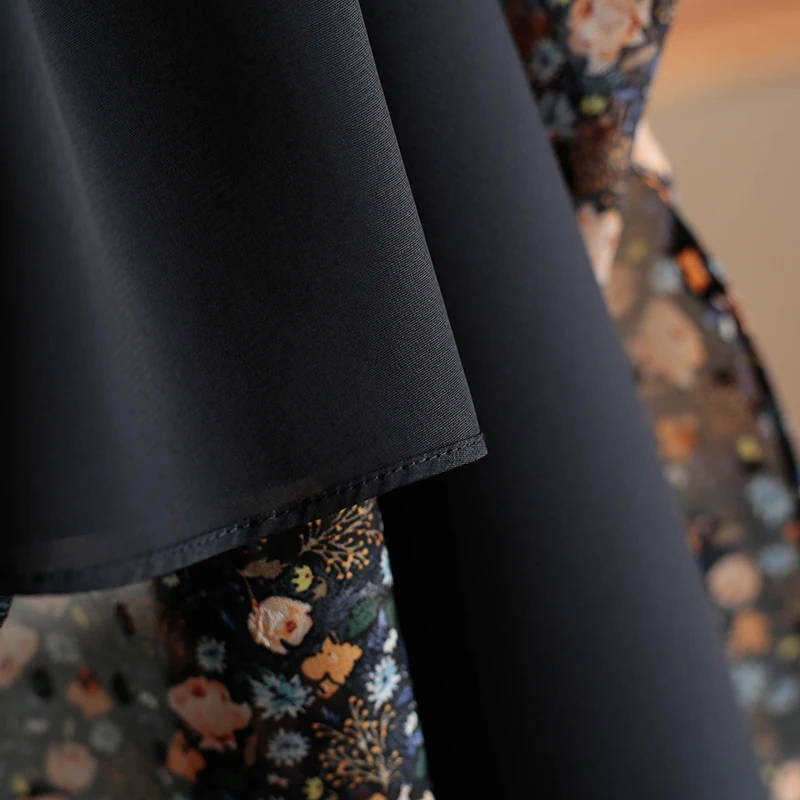 Bloemenprint Dr met pofmraag Zachte Sle Polyestervezel ort Sve Halflange zomer Nieuwe collectie Dames Dr