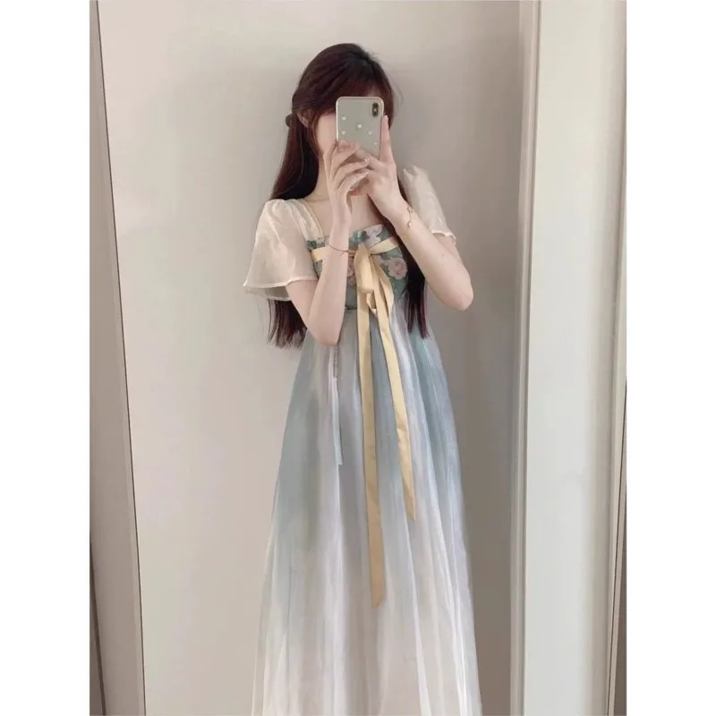 New Pregnant Women's Short Sleeve Dress Summer Dress New Chinese Improved Hanfu Dress Creative Breathable Maternity Dress LH051