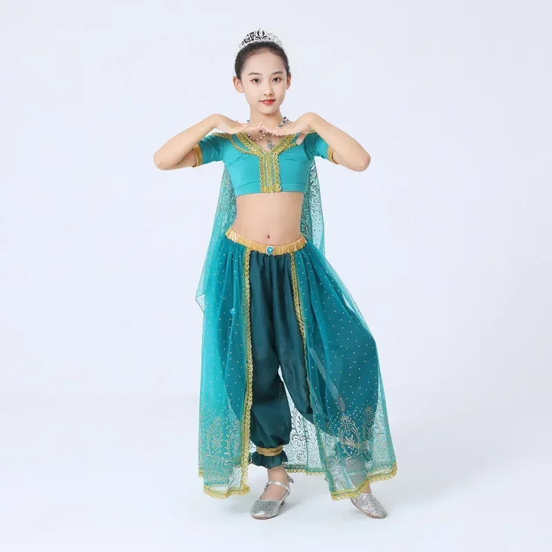 

Kids Girls Princess Jasmine Halloween Party Aladdin Cosplay Costume Fancy Dress Children Christmas Party Costume