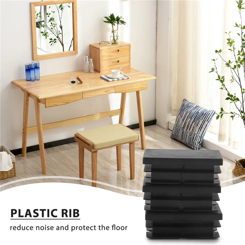 New A26P 8 Pcs Black Plastic Rectangular Blanking End Caps Inserts 20mm x 40mm