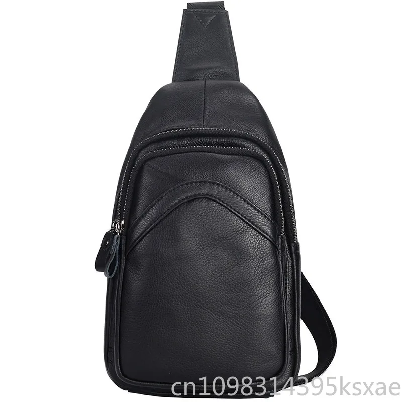

Luxury Men's Chest Bag Top Grain Leather Crossbody Purse Handbag Fashion Versatile Trendy for Outdoors Travel and Casual