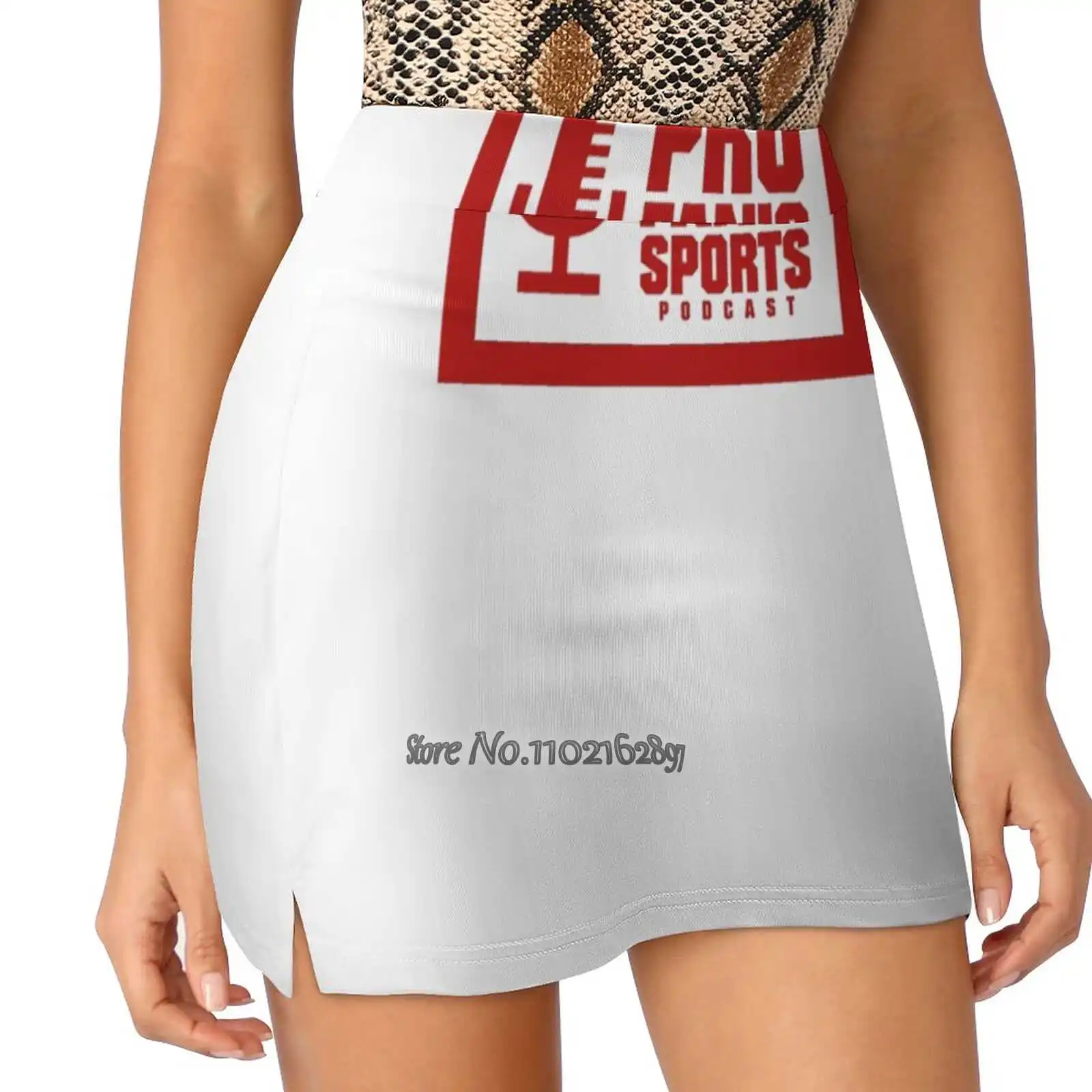 Pro Fans Sports ( Red T - Shirt ) Women Sports Lining Skirt Tennis Dance Fitness Short Printed Skirts Professional Fans Pro