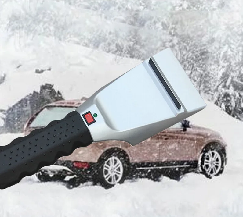 

12V Heated Snow Scraper for Vehicles Instant Defrosting Tool Strong Plastic Construction Rubber Wiper Safe for Glass Cleaning