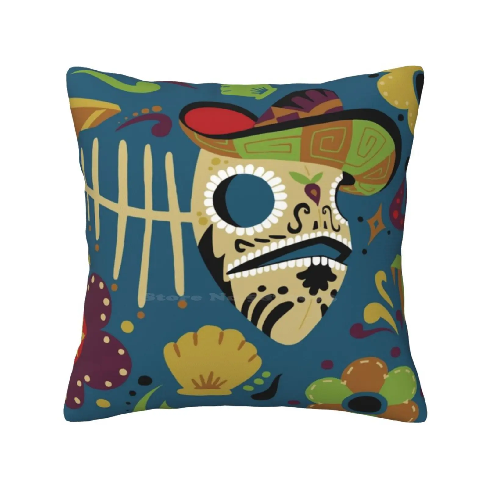 Pescado Muerto Bedroom Office Hug Pillowcase Fish Dead Spanish Mexican Mural Flower