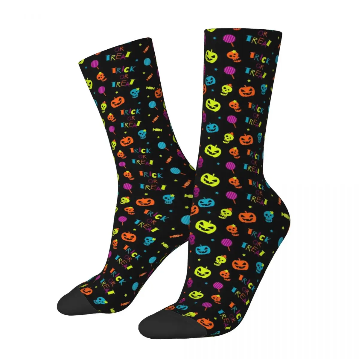 Colorful Pumpkin Socks Halloween Design Fashion Stockings Women Men Breathable Climbing Socks Winter Graphic Anti Sweat Socks