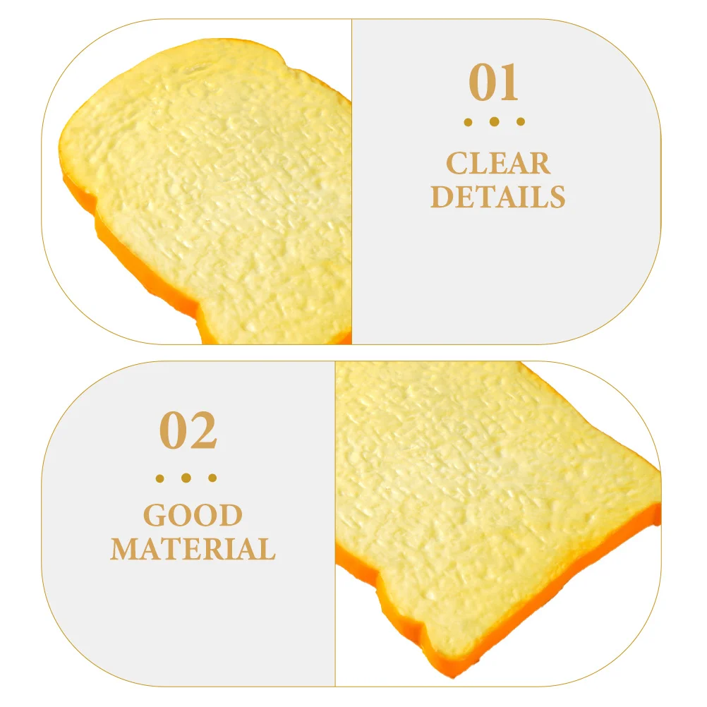 

2 Pcs Bread Toast Props Pretend Play Food Realistic Model Artificial Simulation Toy