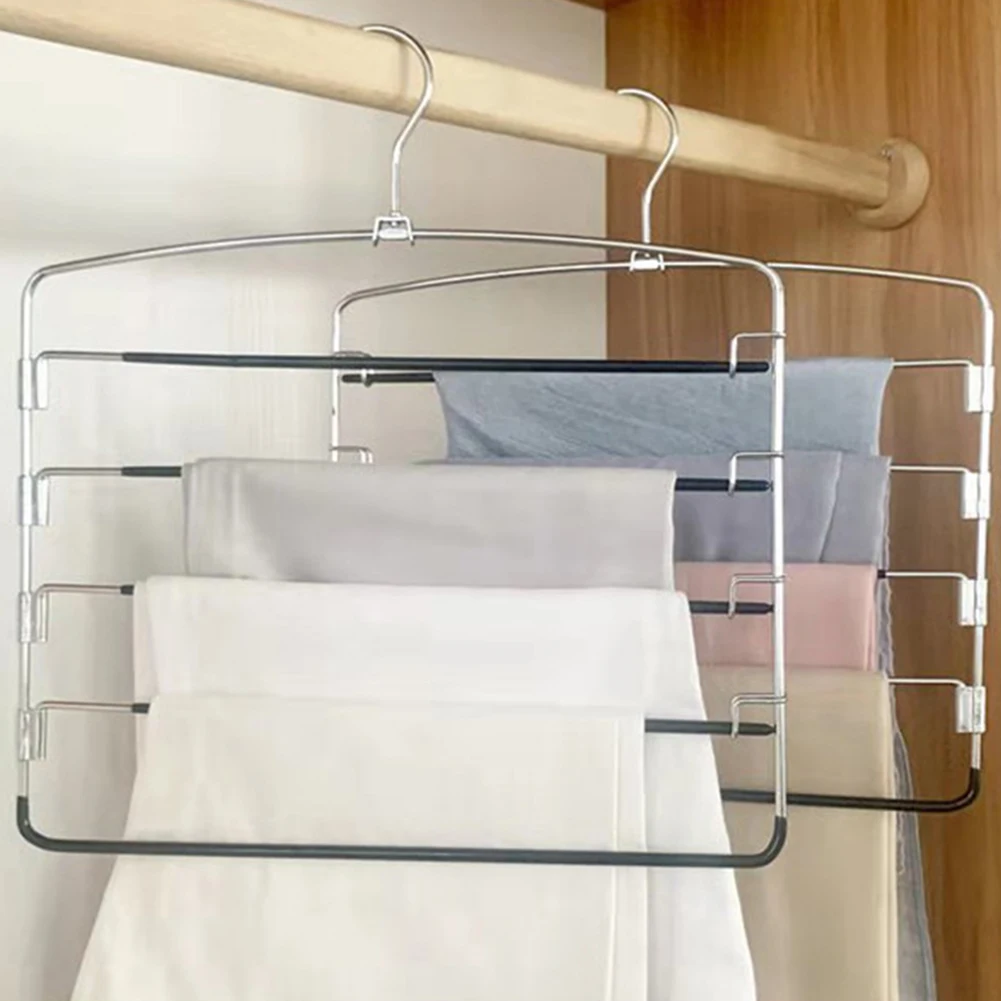 5 In 1 Multi-layer Pants Rack For Household Wardrobe Multi-functional Clothes Racks Non-slip Trouser Racks Hanging Pants Skirts