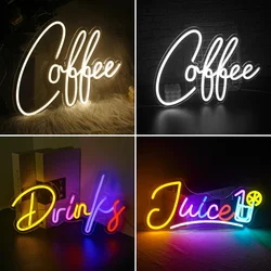 Coffee Shop Neon Sign LED Acrylic Night Lights Home Room Party Club Decor Store Hanging Wall Art Decoration Birght Panel Lamps