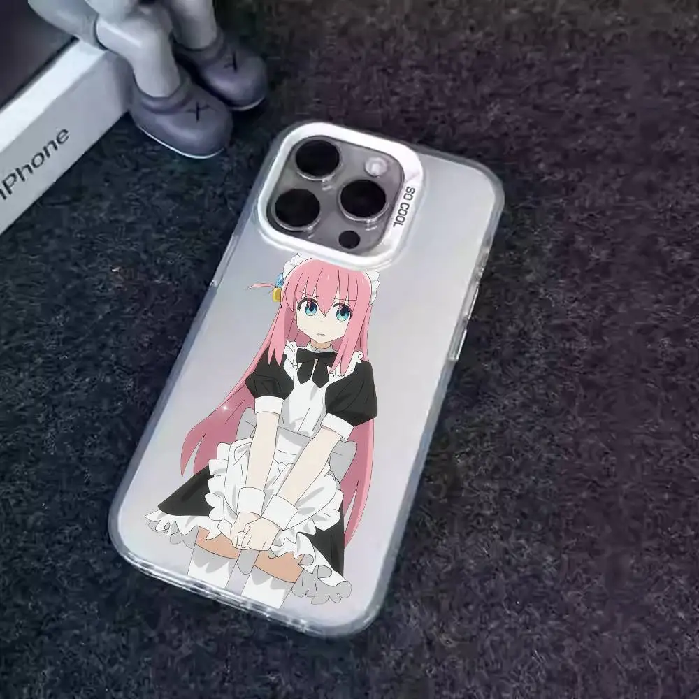 1 قطعة Gotou Hitori Bocchi أنيمي جراب هاتف الليزر IMD اللون الفضي شل آيفون 17 16 15 14 13 12 11 الهواء برو ماكس زائد