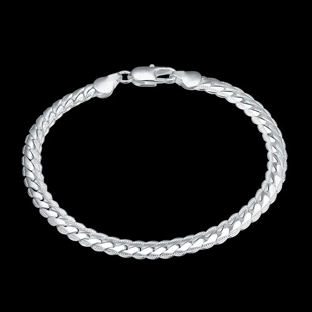 

Hot new 925 sterling Silver special 5mm Cuban Chain Bracelets for women men 20cm wedding party Birthday gifts fashion jewelry