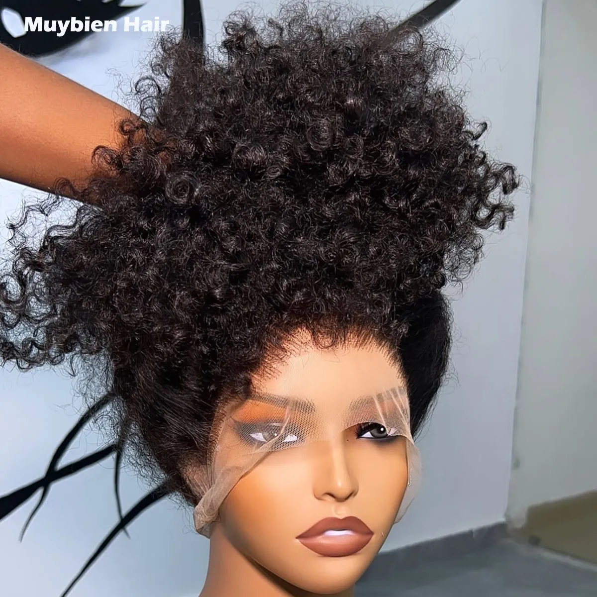 

Парик 360 Full Lace Kinky Curly из 100% натуральных волос высокой плотности 400, с глубокими кудрями, для чернокожих женщин, парик Jerry Curly