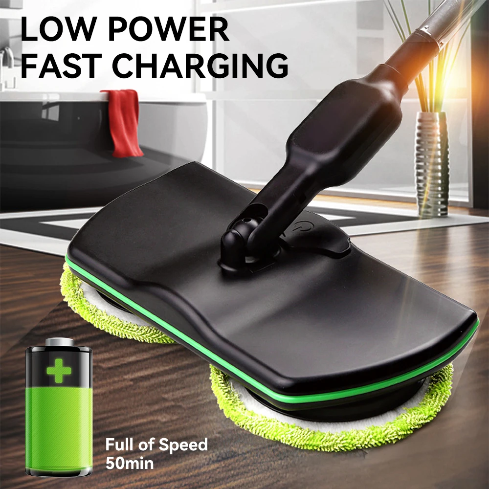 Cordless Electric Mop Handheld Rotating Mop Absorbing Water Footswitch Rechargeable Sweeper Waxing Cleaning for Hardwood Tile