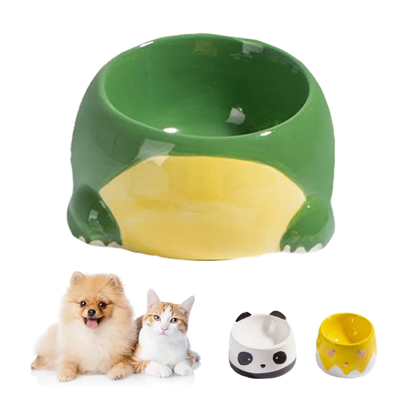 Pet Ceramic Bowl Cartoon Anti-falling Cat Dog Feeder Neck Protector Kitten Slant Mouth Food Bowl Cat Accessories Pet Supplies