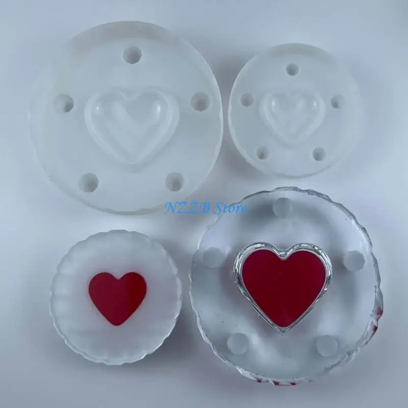

T21F Five Holes Love Ornament Decoration Mirror Epoxy Handmade Table Silicone Mold