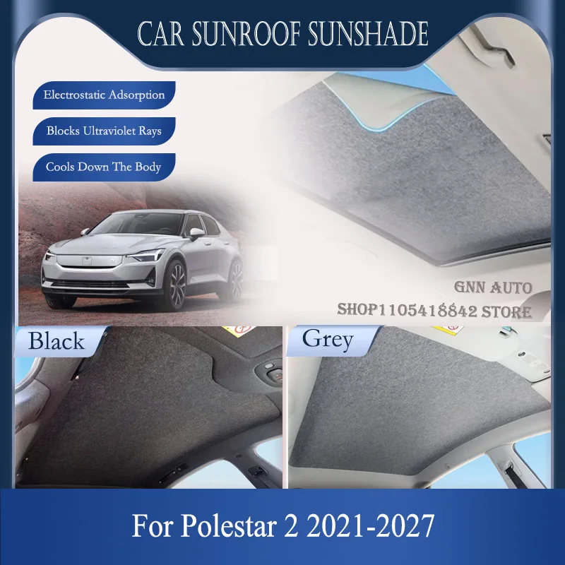 Customized Car Skylight Sunshade For Polestar 2 2021-2027 Electrostatic Sunroof Blind Panoramic Sun Shade Heat Insulation Shield