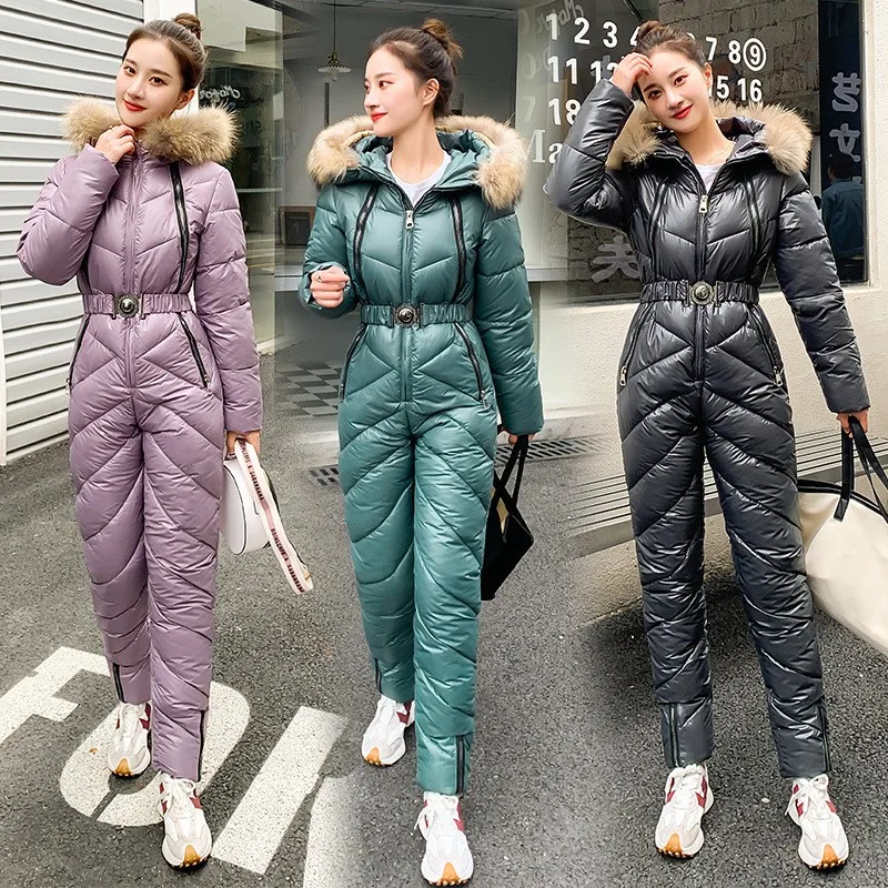 

-30°C Snowsuit One Piece Ski Jumpsuit Women Outdoor Winter Snowboarding Jacket Warm Bodysuit Outfit Female Tracksuits Playsuit