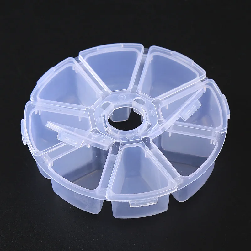 1 PC/8 Grids Circle Storage Box Transparent Plastic Portable Box, DIY Beads Rings Earrings Necklace Jewelry Packaging Organizer