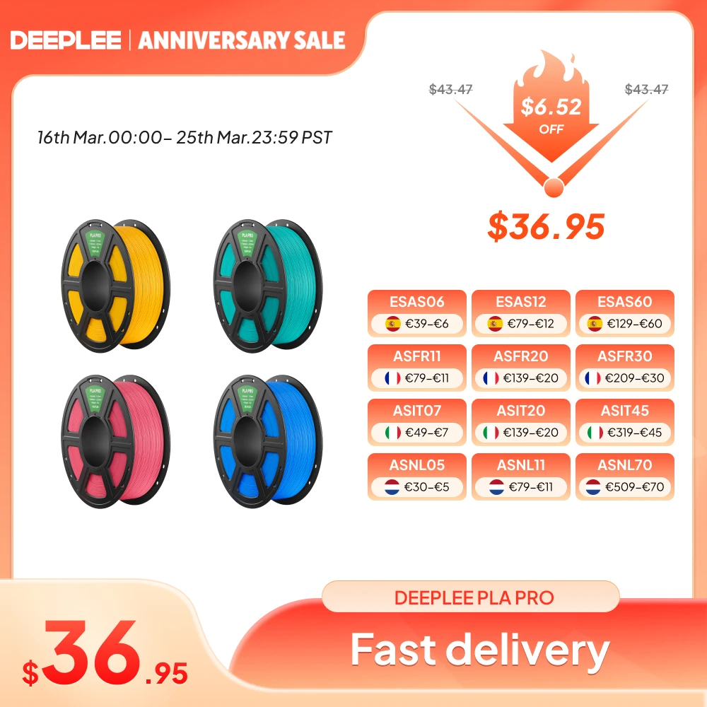 Filament DEEPLEE PLA PRO 2/4KG 1,75 mm, résistance accrue, filament d'imprimante 3D PLA, filament FDM pour imprimante 3D, 1KG noir