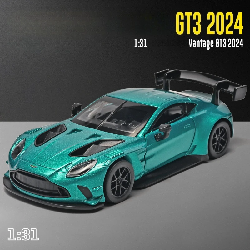 1:31 Vantage GT3 2024 Sports Car Alloy Diecast Toy Vehicles Metal Model Sound Light Kids Toys Collection