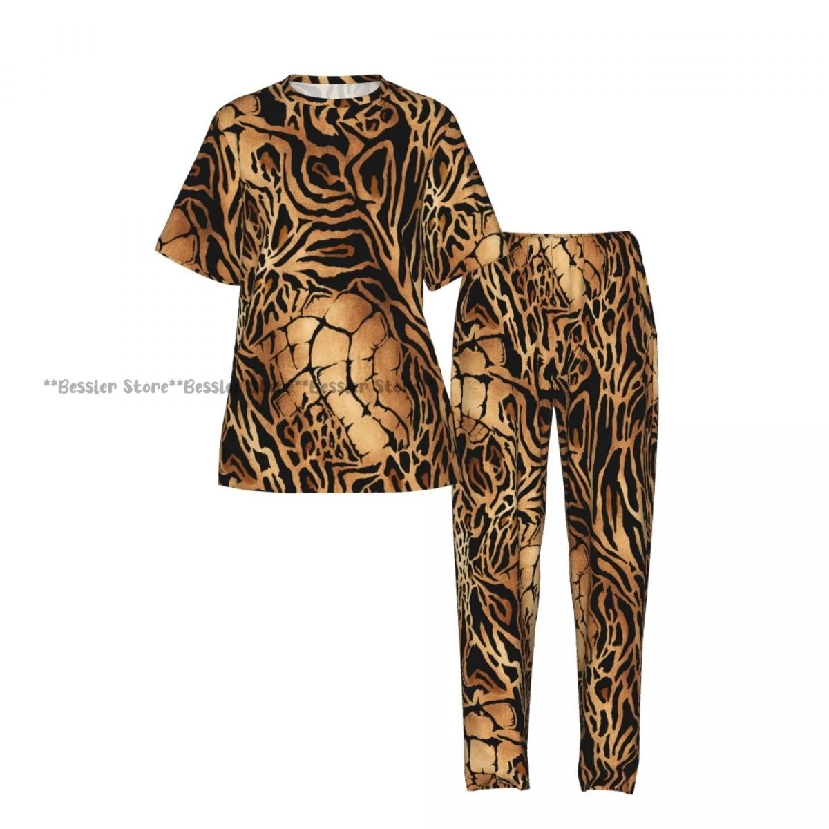 Women's Tiger Leopard And Crocodile Skin short sleeve trousers casual pajamas set