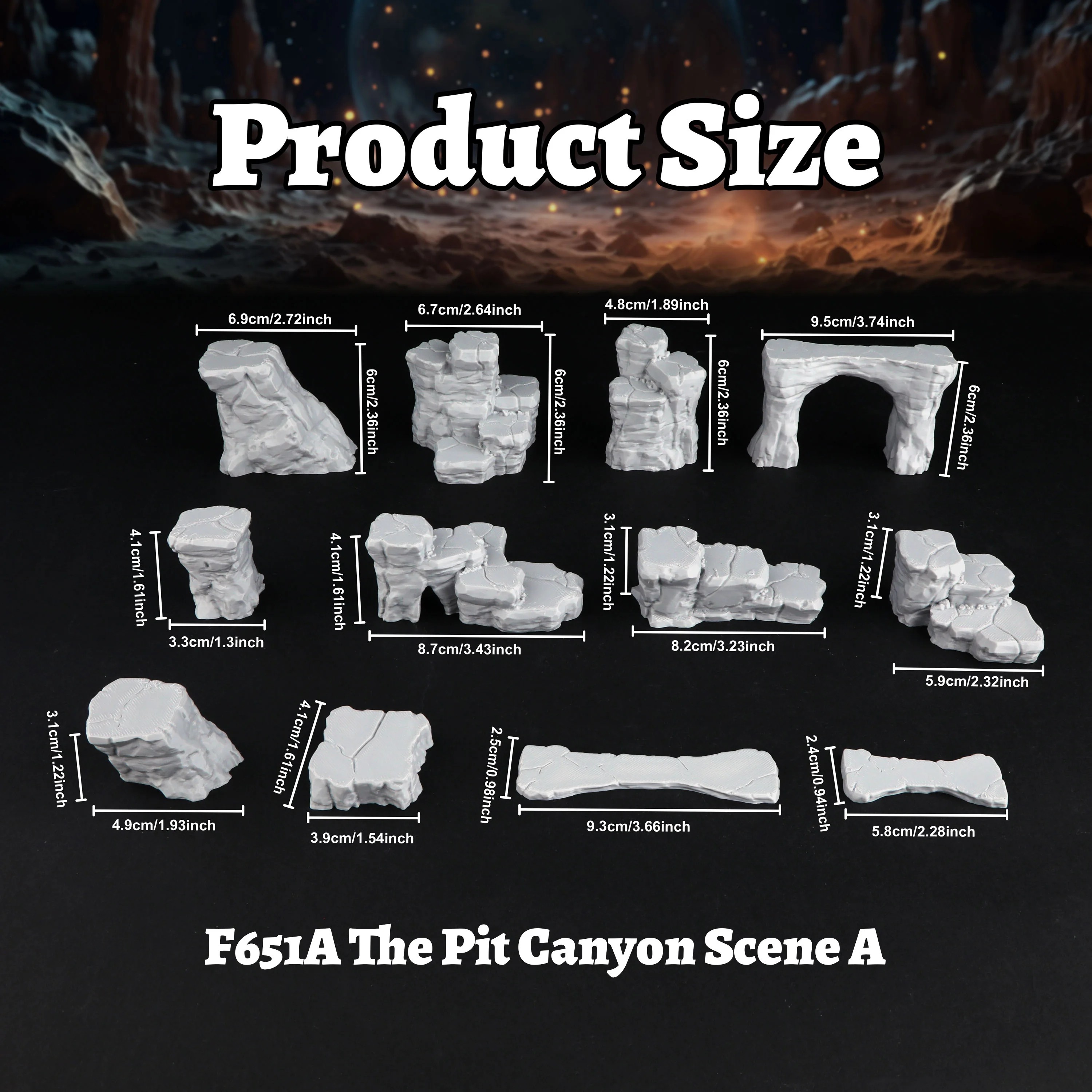 TRPG Canyon Miniature Terrain Set, Fantasy Terrain Accessories for TTRPG Tabletop Games, Perfect Gift for Scene Building