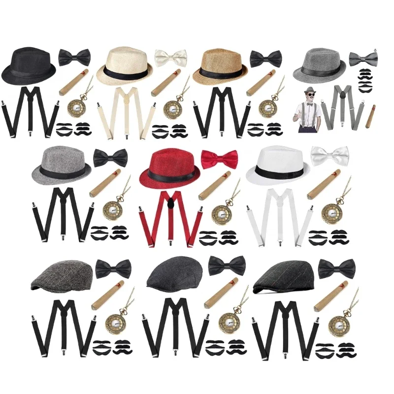 Costume de robe de paupières pour hommes et femmes, accessoires de cosplay rétro, costume de gangster des années 1920