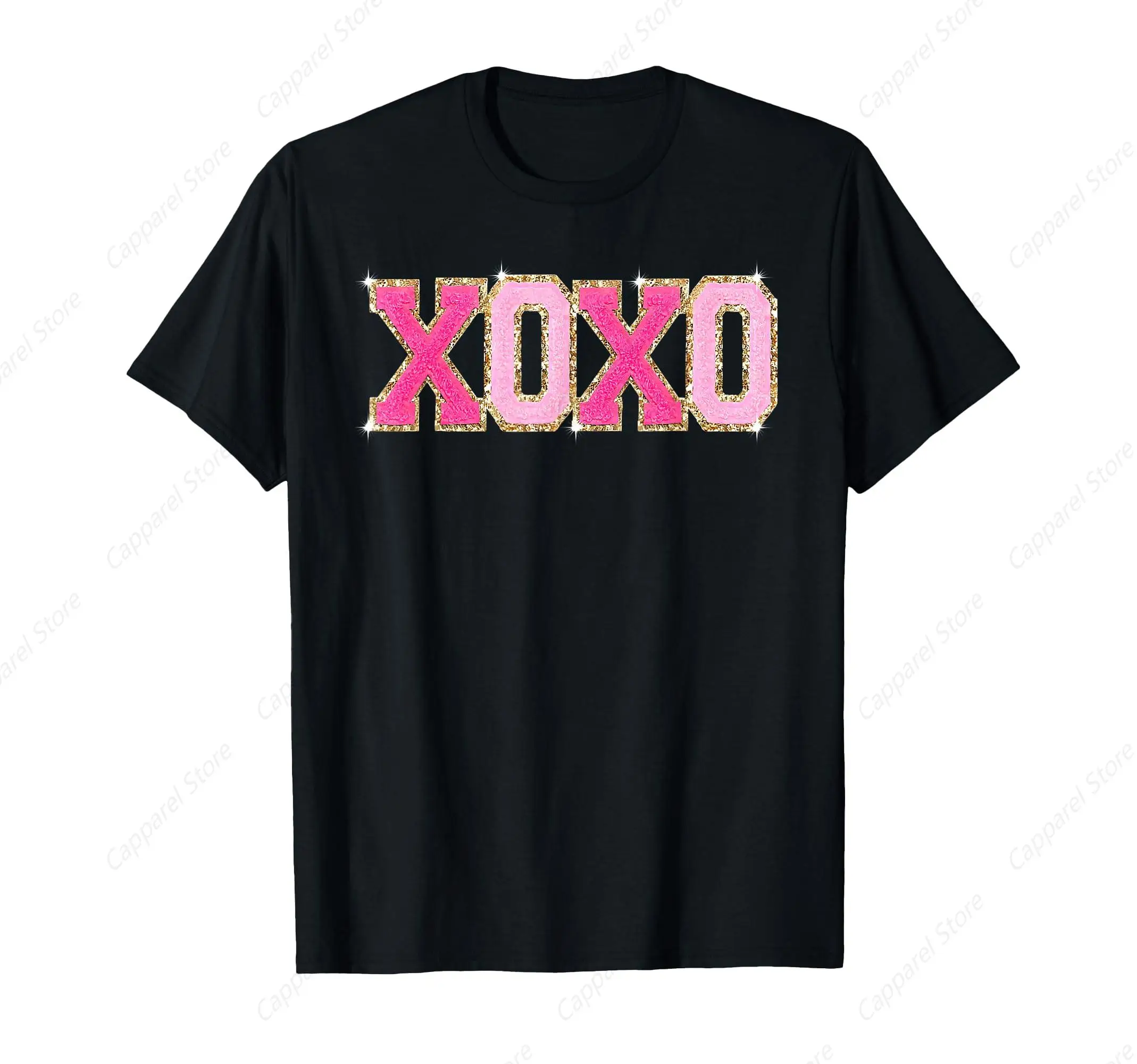 Chenille Patch Sparkling XOXO Valentines Day Heart Love Gift T-Shirt