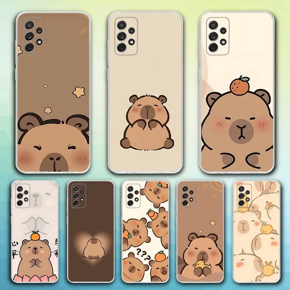 

Cute C-CapybaraS Cartoon Phone Case For Samsung S30,23,21,22,20, FE lite,S10,9,8,7 PIus Note20ultra Soft Transparent