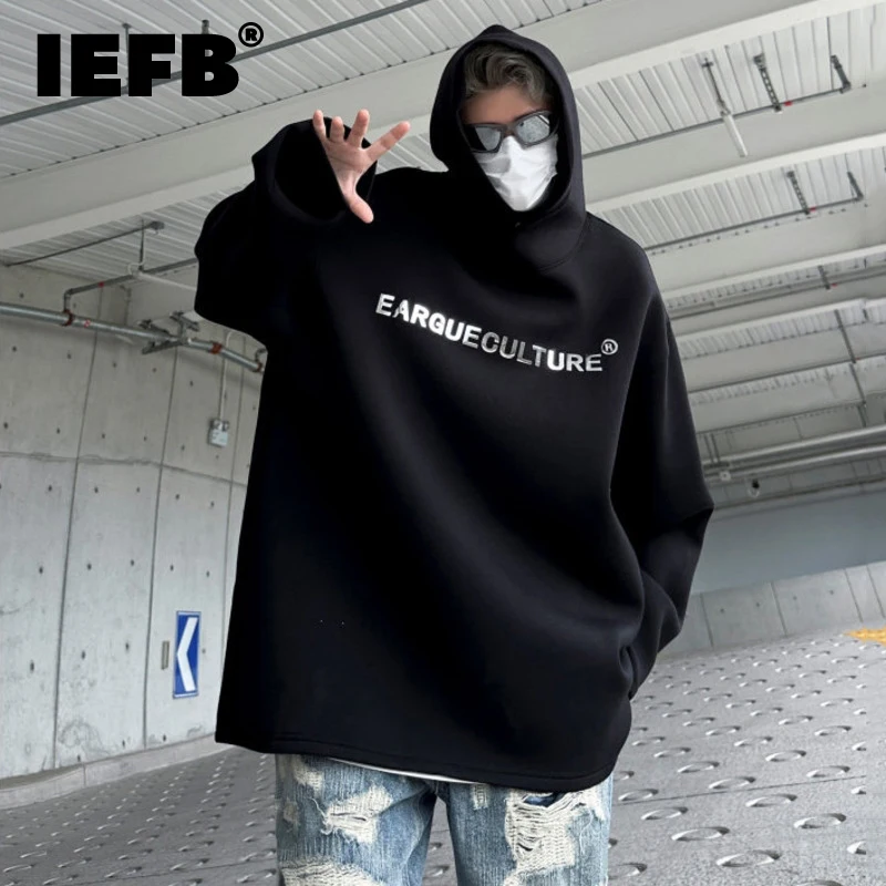 

IEFB New Men's Hoodies Casual Hooded Three-dimensional Letter Printing Clothing Pullover Male Tops Korean Style Autumn 9C6869